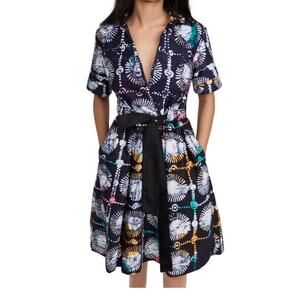 BUSAYO Emi Collared A line short sleeve cotton mini Dress In  XS